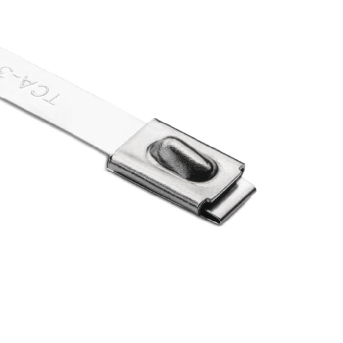 HellermannTyton Cable Tie, Roller Ball, 521 mm x 7.9mm, Metallic 304 Stainless Steel