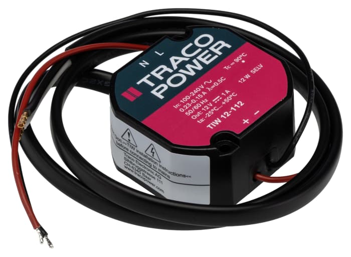 TRACOPOWER Switching Power Supply, TIW 12-112 12V dc, 1A, 12 W, Input 90V ac to 264V ac