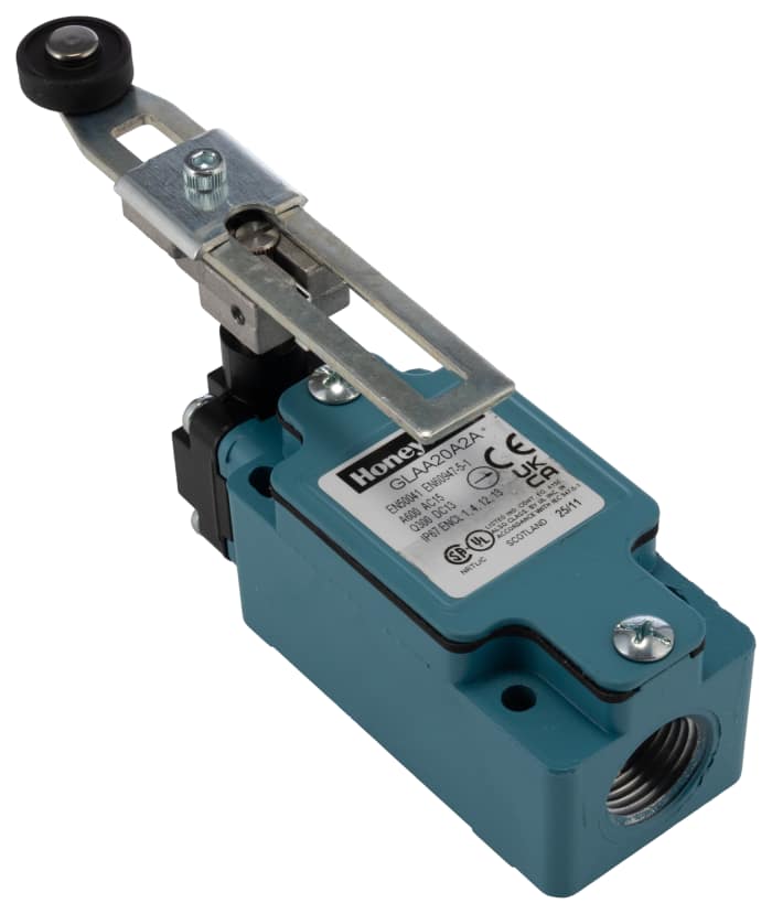 Honeywell GLA Series Adjustable Roller Lever Limit Switch, 2 NO/2 NC, IP67, Die Cast Zinc Housing, 600 V ac, 10 A