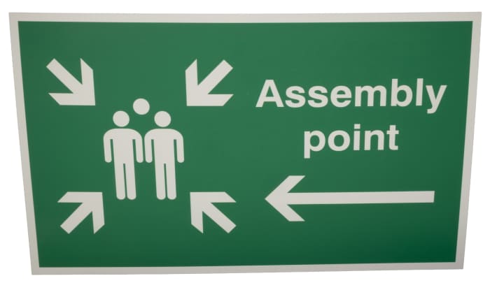 RS PRO | RS PRO Polypropylene Assembly Point Sign With English Text ...