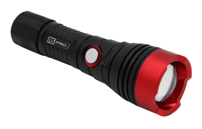 RS PRO LED Torch Red, Black 600 lm, 163 mm