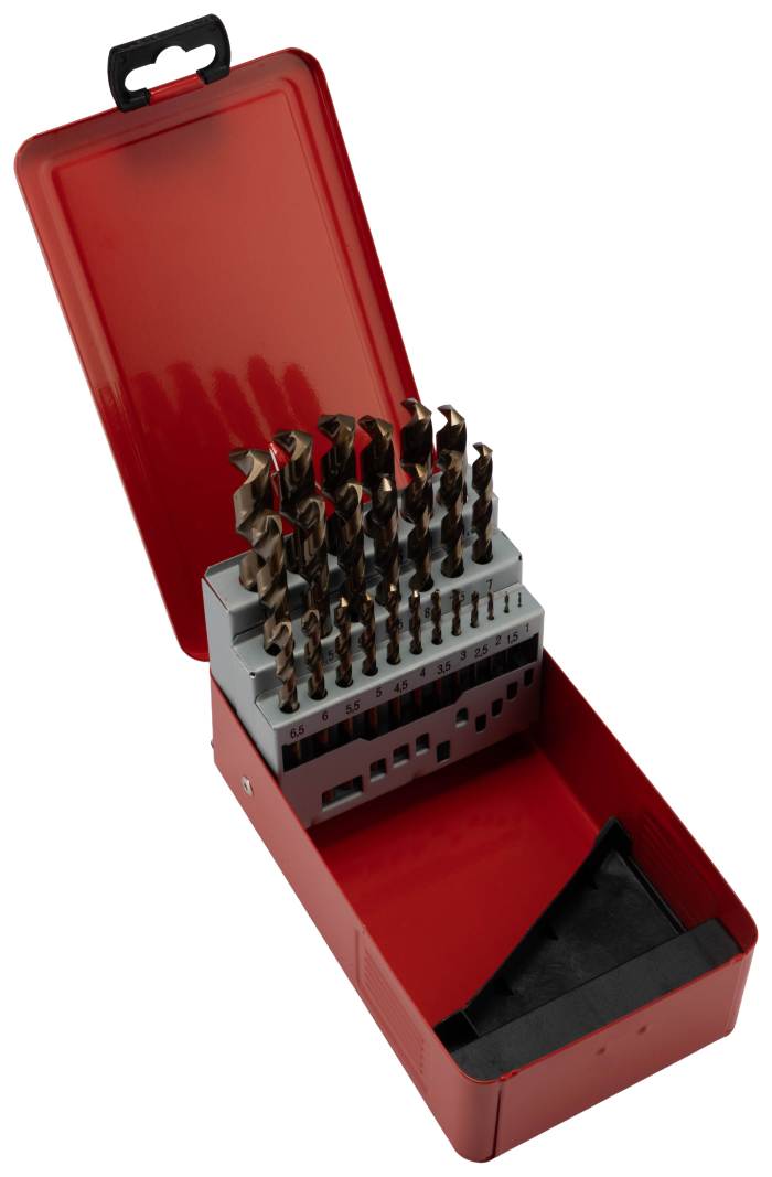 RS PRO 25-Piece Twist Set for Metal, 13 mm Max, 1 mm Min, Titanium Nitride Bits