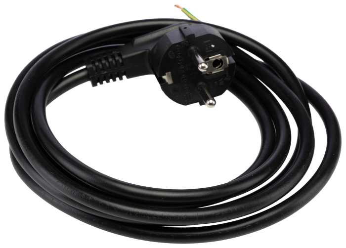 Cordon d'alimentation RS PRO, 2 m, Noir, Connecteur Droit, Sans terminaison vers  CEE Chlorure de polyvinyle / 250V