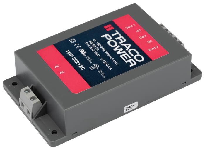 TRACOPOWER Switching Power Supply, TMP 30212C 2 Output 12V dc, 1.3A, 30 W, Input 85V ac to 264V ac