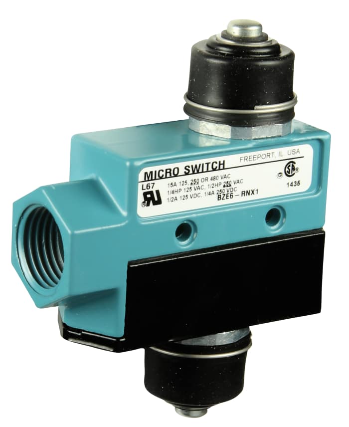 Honeywell BZE6 Series Plunger Limit Switch, SPDT, IP66, Die Cast Zinc Housing