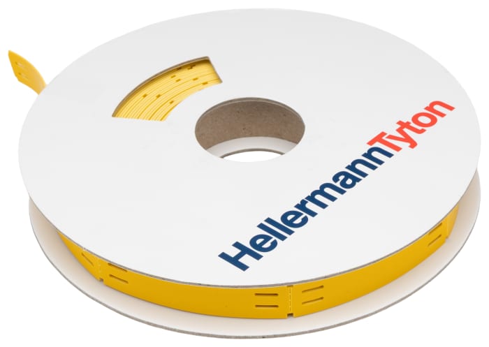 HellermannTyton Yellow Yellow Print Cable Labels, 65 mm Width, 190 Per Pack Qty, 65 mm