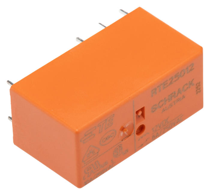 TE Connectivity PCB Power Relay, 12V dc Coil, 8A Switching Current, DPDT
