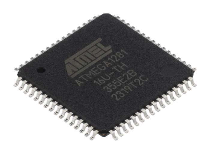 Microchip, 8 bit AVR, ATMEGA1281 Microcontroller, 16 MHz, 128kB FLASH, 64-Pin TQFP