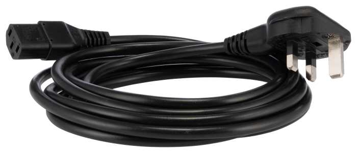 Cable de alimentación RS PRO Negro de 3 m, con. A IEC C13, Recta Cloruro de polivinilo, con. B Recto, 25V