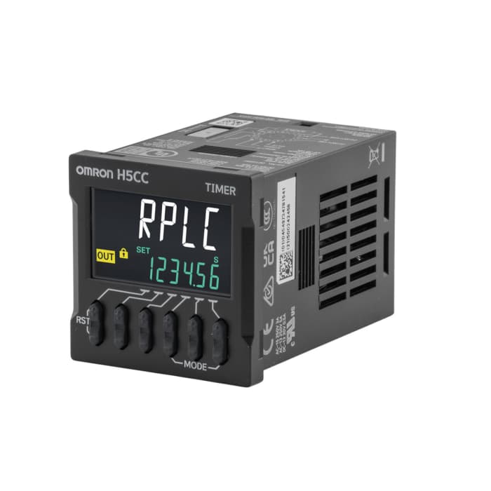 Omron H5CC Series Flush Timer Relay, 1-Contact, 100 to 240 V dc 100V ac, 240 V ac, 0.001 s to 999999h h, 2-Function,
