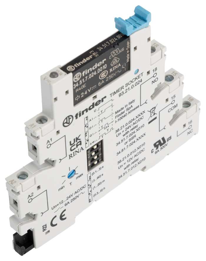 38.21.0.024.0060 Finder | Finder 38 Series DIN Rail Timer Relay, 1 ...
