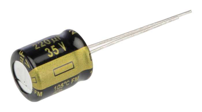Panasonic 220 μF Aluminium Electrolytic Capacitor 35 V dc, Radial, Through Hole - EEUFM1V221 Radial Lead