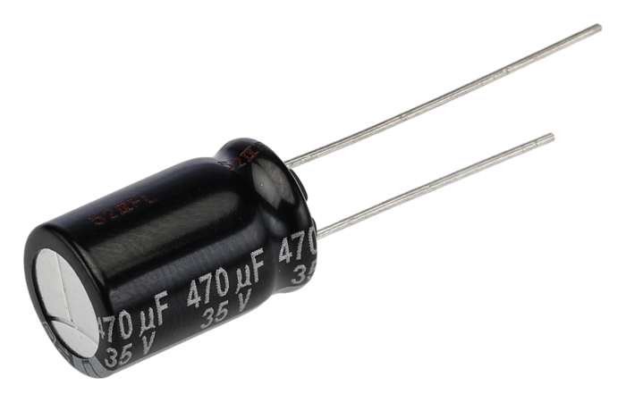 Panasonic 470 μF Capacitor 35V dc, Radial Radial Lead