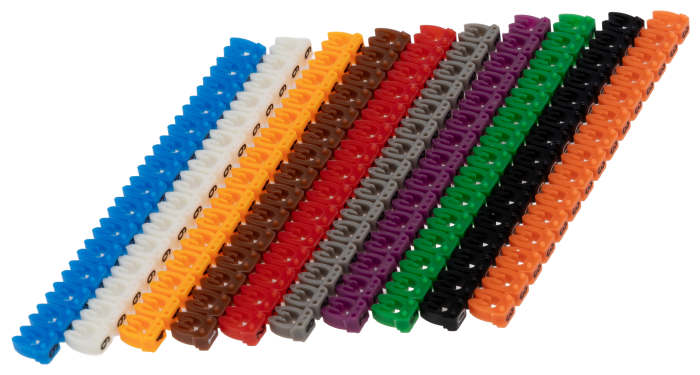 Marcador de cable RS PRO PB de Nylon 66 Amarillo, texto: 0-9 Negro, montaje: De Clip