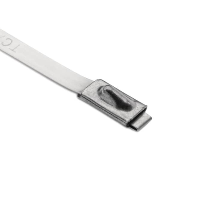 HellermannTyton Cable Tie, Roller Ball, 681 mm x 4.6mm, Metallic 304 Stainless Steel