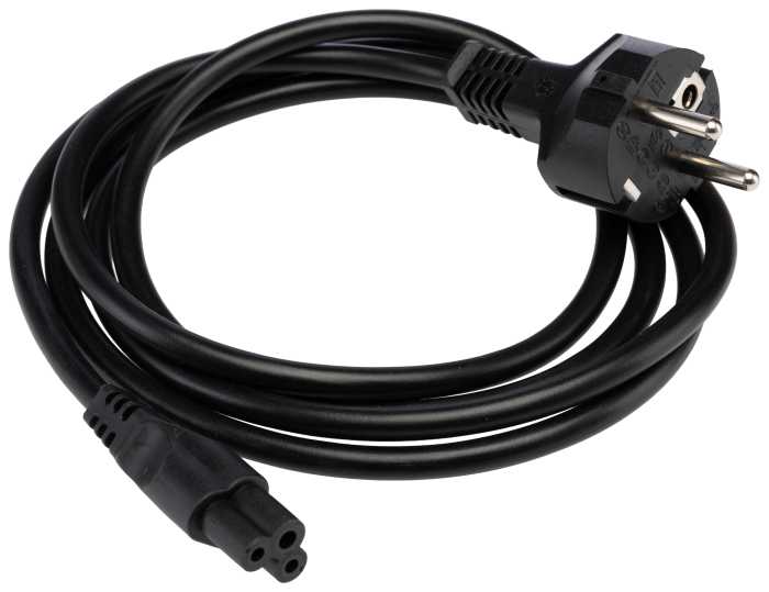 RS PRO IEC C5, Straight to CEE, CEE 7, Straight Power Cord, 1.8 m Black Polyvinyl Chloride