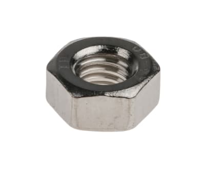 Product image for RS PRO, Plain Stainless Steel Hex Nut, DIN 934, M6