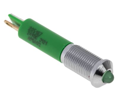 Product image for RS PRO Green Indicator, 24V dc, 6mm Mounting Hole Size, Solder Tab Termination