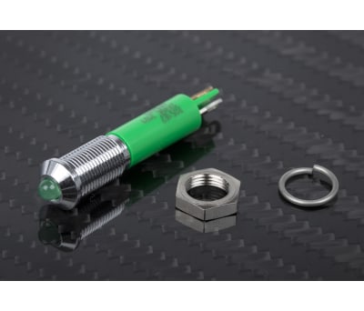Product image for RS PRO Green Indicator, 24V dc, 6mm Mounting Hole Size, Solder Tab Termination