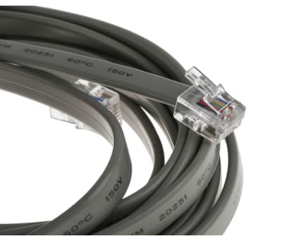 Product image for RS PRO Male RJ12 to Male RJ12 Telephone Extension Cable, Grey Sheath, 3m