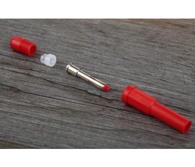 Product image for RED SHROUDED UNSTACKABLE PLUG,4MM