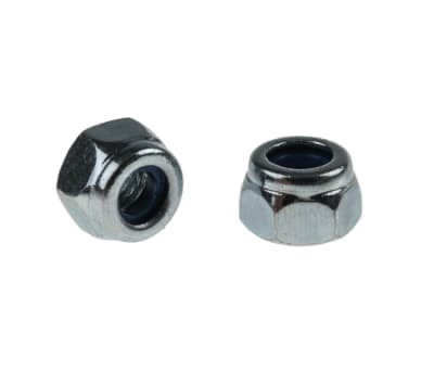 Product image for RS PRO, M3, Bright Zinc Plated Steel Nylon Insert Lock Nut