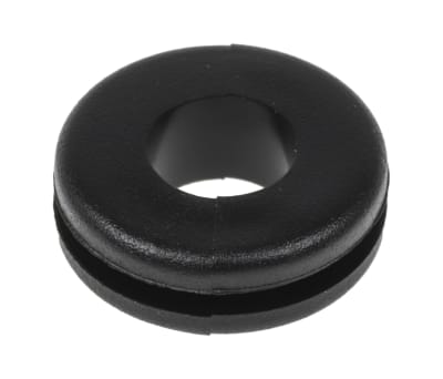 Product image for RS PRO Black PVC 9.5mm Round Cable Grommet for Maximum of 6.4mm Cable Dia.