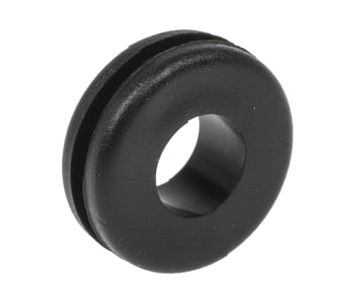 Product image for RS PRO Black PVC 9.5mm Round Cable Grommet for Maximum of 6.4mm Cable Dia.