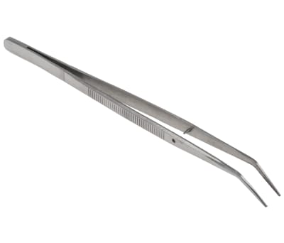 Product image for RS PRO 150 mm, Stainless Steel, Fine; Serrated; Bent, Tweezers