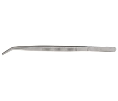 Product image for RS PRO 150 mm, Stainless Steel, Fine; Serrated; Bent, Tweezers