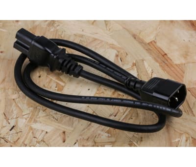 Product image for RS PRO IEC C14 Plug to IEC C15 Socket Power Cord, 1m