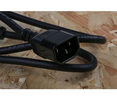 Product image for RS PRO IEC C14 Plug to IEC C15 Socket Power Cord, 1m