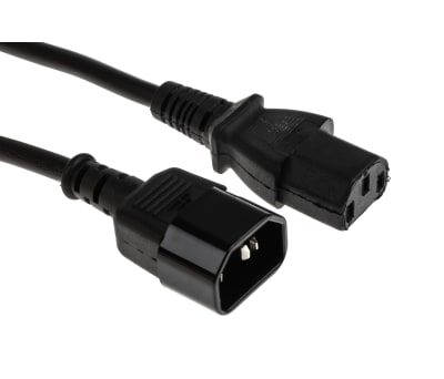 Product image for RS PRO IEC C13 Socket to IEC C14 Plug Power Cord, 1.5m