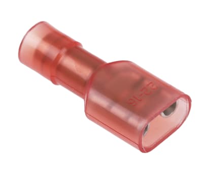 Product image for RS PRO Red Insulated Female Crimp Receptacle, 6.35 x 0.8mm Tab Size, 0.5mm² to 1.5mm²