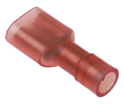 Product image for RS PRO Red Insulated Female Crimp Receptacle, 6.35 x 0.8mm Tab Size, 0.5mm² to 1.5mm²