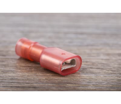 Product image for RS PRO Red Insulated Female Crimp Receptacle, 6.35 x 0.8mm Tab Size, 0.5mm² to 1.5mm²