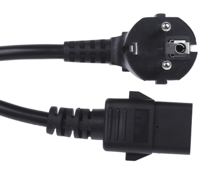 Product image for RS PRO IEC C19 Socket to CEE 7/7 Schuko Plug Power Cord, 2m