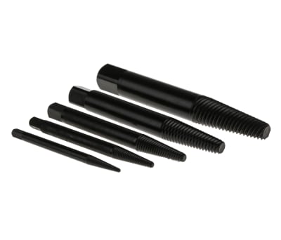 Product image for RS PRO 5 piece Chrome Vanadium Steel Screw Extractor Set