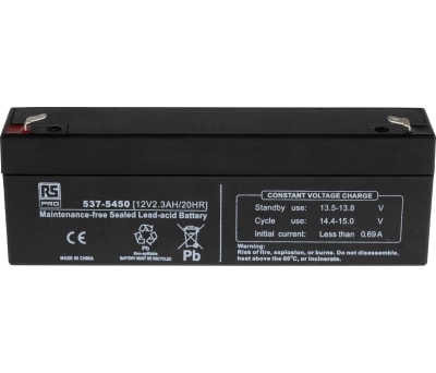 Product image for RS SEALED LEAD-ACID BATTERY,12V 2.3AH