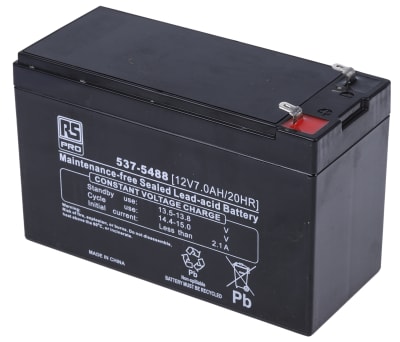 Product image for RS PRO 12V Sealed Lead Acid Battery - 7Ah