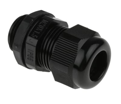 Product image for IP68 BLACK NYLON GLAND, M20, 6-12MM