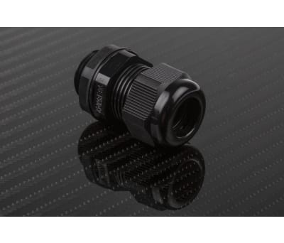 Product image for IP68 BLACK NYLON GLAND, M20, 10-14MM