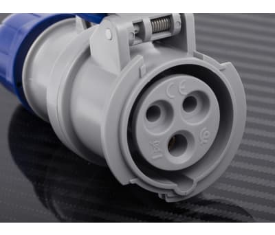 Product image for Scame IP66, IP67 Blue Cable Mount 2P+E Industrial Power Socket, Rated At 16A, 230.0 V