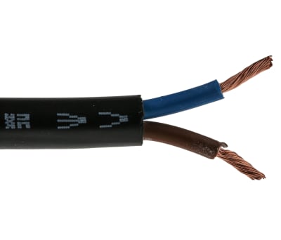 Product image for H05VV-F 3182Y 2 CORE 2.5MM BLACK CABLE