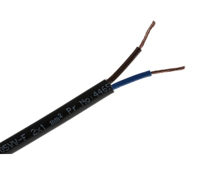 Product image for H05VV-F 3182Y 2 CORE 1MM BLACK CABLE