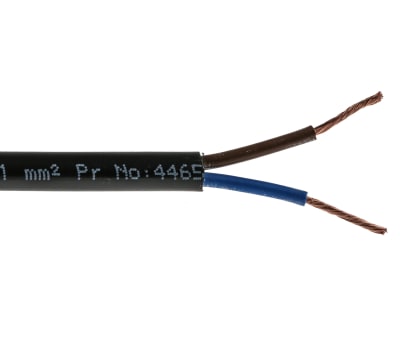 Product image for H05VV-F 3182Y 2 CORE 1MM BLACK CABLE