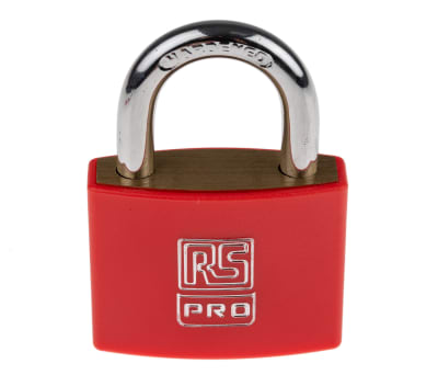 Product image for RED PLASTIC COATED BRASS PADLOCK