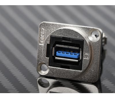 Product image for RS PRO, Straight, Panel Mount, Socket Type A to A 3.0 USB Connector