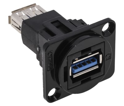 Product image for RS PRO, Straight, Panel Mount, Socket Type A to A 3.0 USB Connector