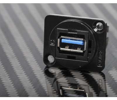 Product image for RS PRO, Straight, Panel Mount, Socket Type A to A 3.0 USB Connector